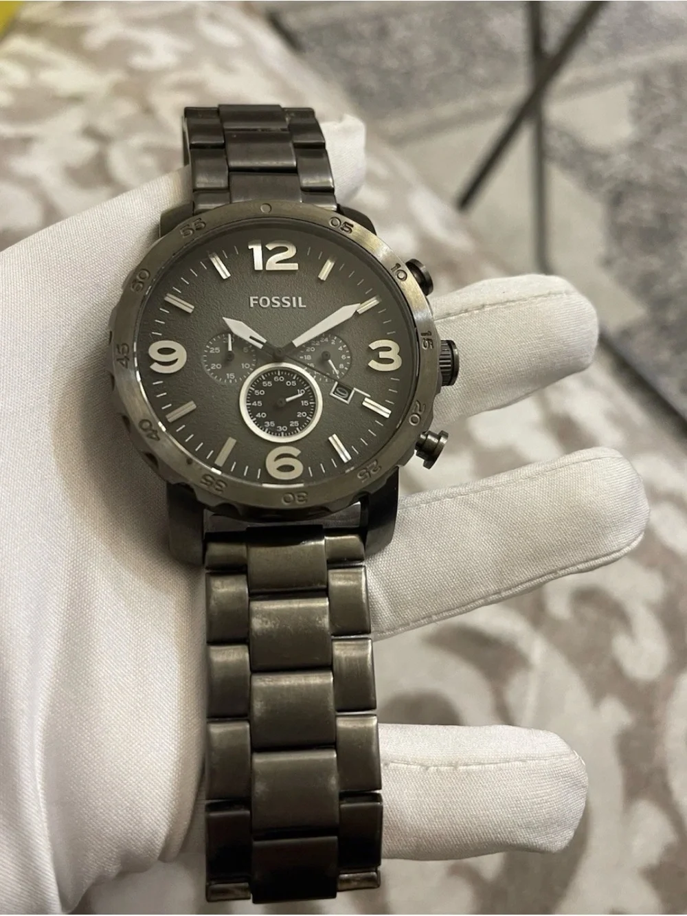 Fossil Nate Chronograph Smoke Quartz JR1437 Stainless Steel Watch